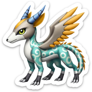 Colorful Meloetta-Wargreymon-Sergal-Pokémon-Digimon-Fakémon-fusion-hybrid-creature sticker