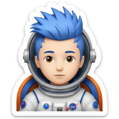 astronaut with short blue mohawk hair non helmet sticker