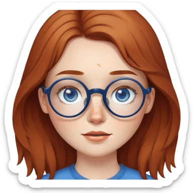 Brunette girl, with brown round glasses, and freckles and pale man with dirty blonde hair, freckles, blue eyes, and red beard. sticker