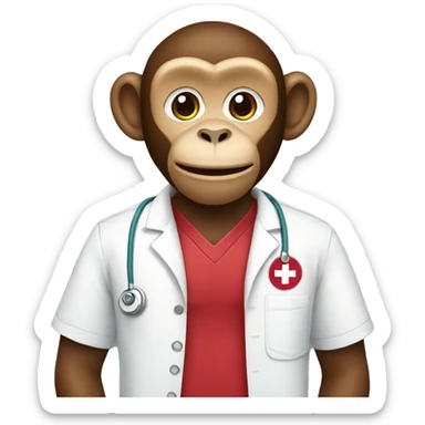 Monkey wearing stanford hospital shirt sticker