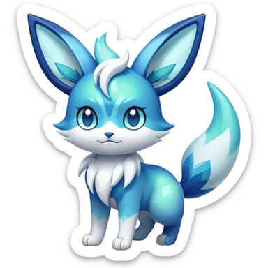 Colorful Iridescent Exotic Meowstic-Aurorus-Glaceon-Fakémon-hybrid-creature (full body)  sticker