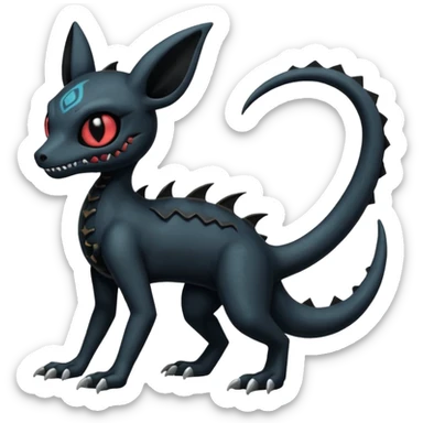 Vintage Dull Dark Gloomy Gothic Duskull-Salandit-Umbreon-Fakémon-hybrid-creature (full body)  sticker