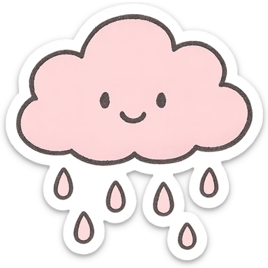 soft and cute weather icon, pink theme, Japanese hand-drawn style, transparent background, for mobile home screen sticker
