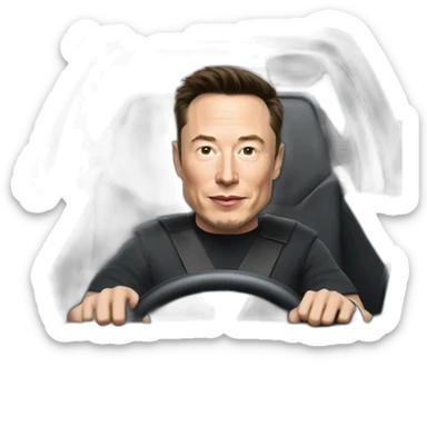 Elon musk riding in a Tesla cyber truck  sticker