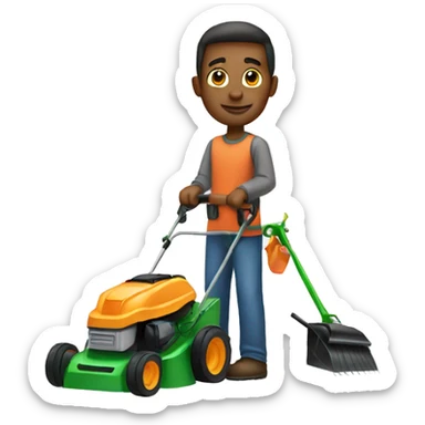 man with lawnmower sticker
