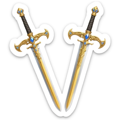Two Golden royal swords with gold blades sticker