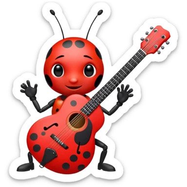 Ladybug playing guitar sticker
