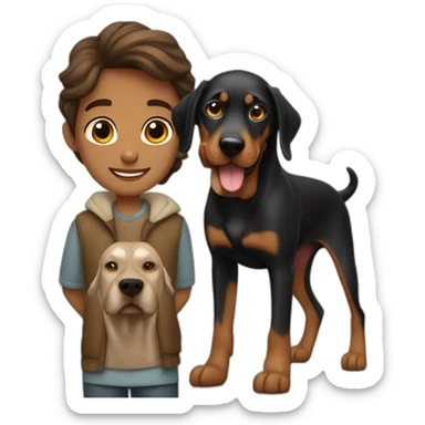 A handsome man with a beautiful girl holding with a boy Doberman dog sticker