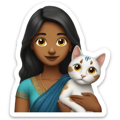 Indian girl with a cat sticker