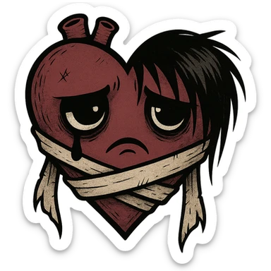 emo heart with bandages, no background sticker