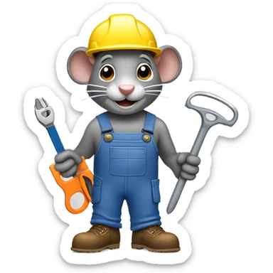 Rat Construction worker holding wire cutters and holding "zip ties" sticker
