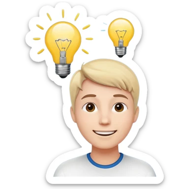 Generate a realistic emoji of someone happy figuring something out and being smart about it sticker