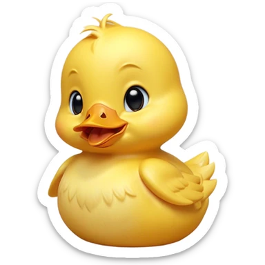 Cinematic Cute Yawning Yellow Baby Duck Portrait Emoji, Head tilted slightly with a dramatic, wide-open yawn, showcasing a soft, downy yellow coat with little drooping wings, round eyes barely open in drowsy contentment, Simplified yet irresistibly adorable features, highly detailed, glowing with a soft, cozy glow, high shine, relaxed yet expressive, stylized with a touch of whimsical charm, bright and endearing, soft glowing outline, capturing the essence of a sleepy yet affectionate duckling, so drowsy it feels like it could stretch out of the screen and curl up for a nap! sticker