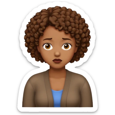 black woman puzzled sad shrug emoji short curly hair sticker