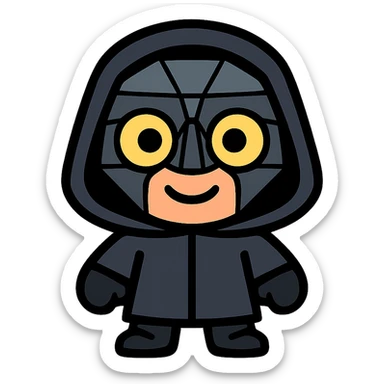 Transform this character into a cute emoji-style icon with minimalistic, bold lines, bright colors, playful and expressive features, suitable for a small emoji. Remove the background. sticker