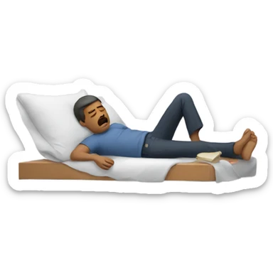 Man laying down who is very tired  sticker