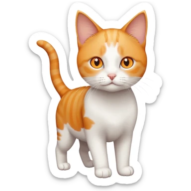 full body small short hair ginger and white cat with orange eyes  sticker