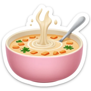 yummy soup in pink bowl sticker