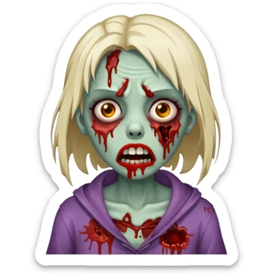 make a zombie girl with a droopy ruined mouth sticker