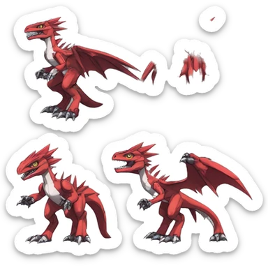  Cool Edgy Digimon-Fakemon-Guilmon-Velociraptor-Dragon-Mecha full body sticker