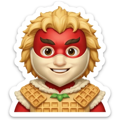 a hero who wear Waffle costume  with a hero mask  sticker