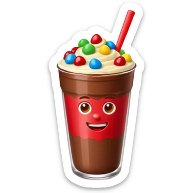 Un vaso cubierto de chocolate que arriba se vea crema batida varias fresas y mym sticker