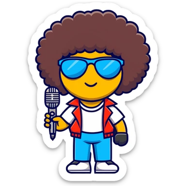 Mic with an afro and sun glasses sticker
