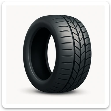 Remove the rim from the tire as shown in the reference image. Keep the iOS emoji style with 3D, shiny, smooth gradients, soft shadows, realistic tire texture, and classic emoji look unchanged. Add a soft shadow under the tire. sticker