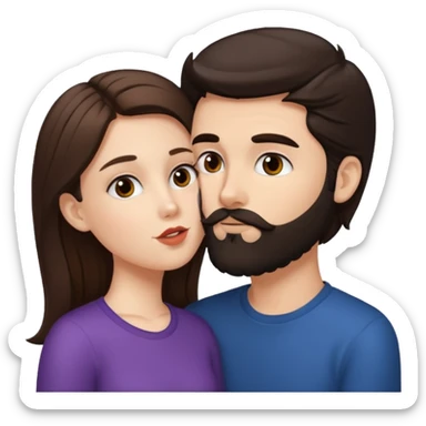 Brunette haired white girl kissing and dar bearddark brown haired white boy sticker