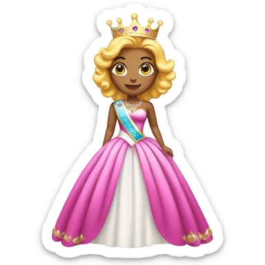 Pageant queen with sash and crown on full body sticker