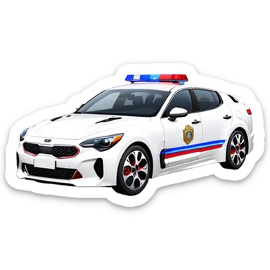 Police Car - Kia Stinger (Model Year: 2018) (Iconic Colour: White with blue and red markings) sticker