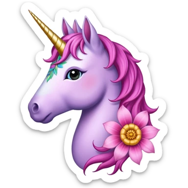 tattoed flower unicorn sticker