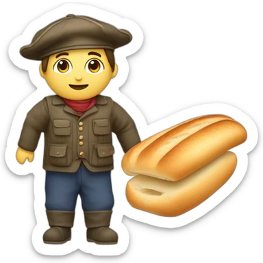 Français avec un béret une marinière et une baguette de pain sticker