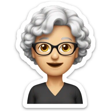 femme 70 ans rousse cheveux bouclés courts avec des lunettes  sticker