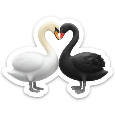 White swan and black swan Two swan making a heart 💗 emoji sticker