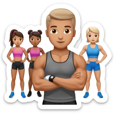 the personal trainer teaching students at the gym. the students are making some points sticker