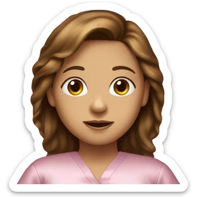 Girl with brown hair with silk pajamas on sticker