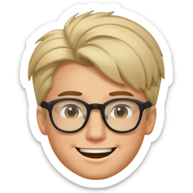 un ragazzo con gli occhiali e capelli in avavnti che fa l'occhiolino ed è felice sticker