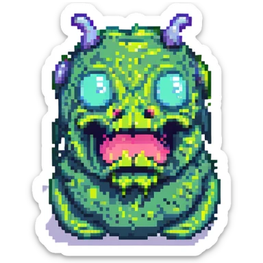 slime monster with a goofy face sticker