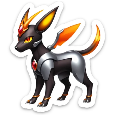 Shiny Gothic Exotic Futuristic Houndoom-Genesect-Torracat-Pokémon-Fakémon-hybrid-creature sticker