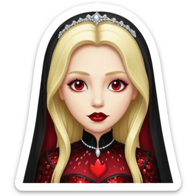 Bride of Dracula with long blonde hair, black sequin outfit sticker