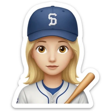 Blonde medium long hair, hazel eyes, white skin, baseball cap sticker