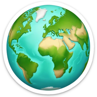 Earth globe with green continents shaped to form the number 2, iOS emoji style sticker