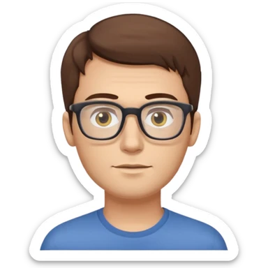 a young dad with brown hair, longer face, light yellow skin color, small eyes with rectangular glasses, without beard sticker