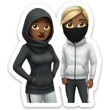 gangsta and his gf wearing balaclava and nike tech fleece sticker