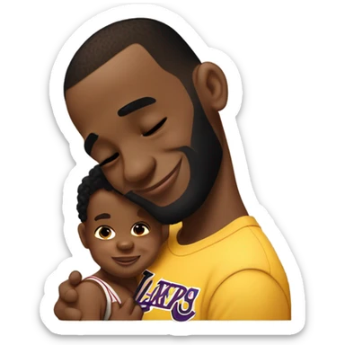 lebron giving a black baby a kiss goodnight sticker