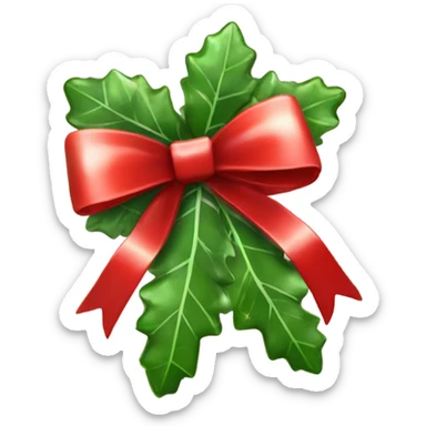 Mistletoe with sparklesbd shiny red bow sticker
