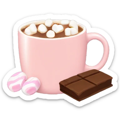 Light pink mug with hot chocolate in it with marshmallows  sticker