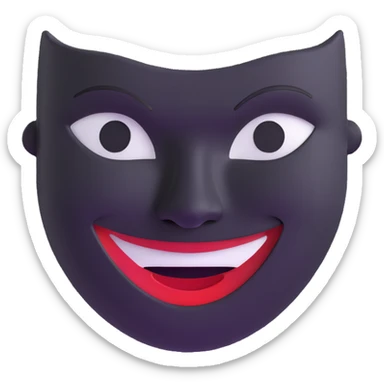 two masks side by side - comedy mask with wide happy smile, tragedy mask with deep sad frown sticker