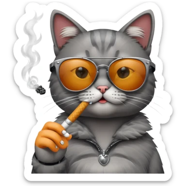 Cat with sunglasses smoking  sticker